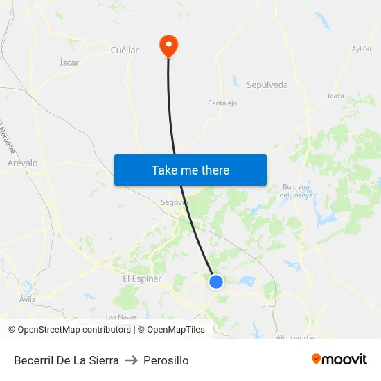 Becerril De La Sierra to Perosillo map