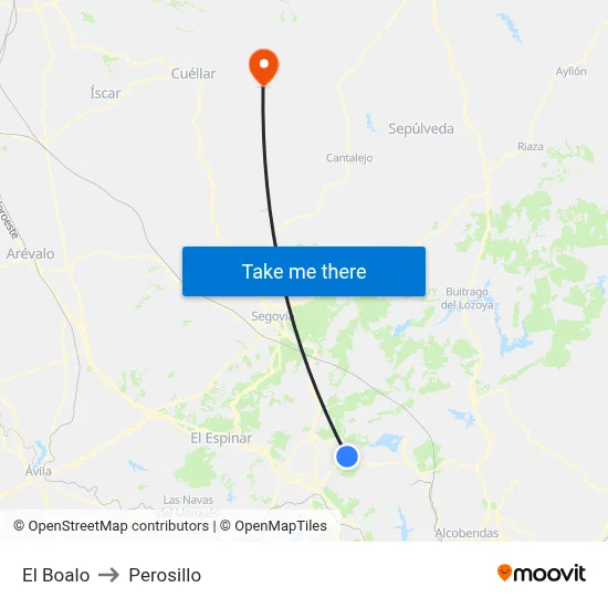 El Boalo to Perosillo map