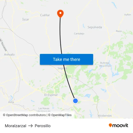 Moralzarzal to Perosillo map