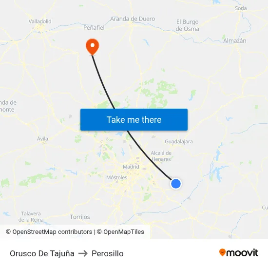 Orusco De Tajuña to Perosillo map