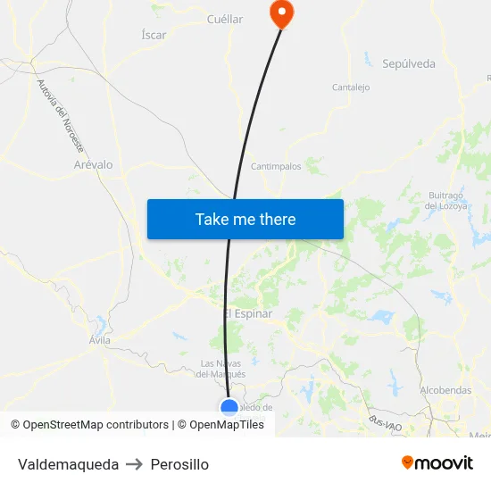 Valdemaqueda to Perosillo map