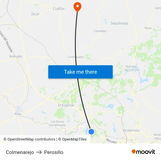 Colmenarejo to Perosillo map