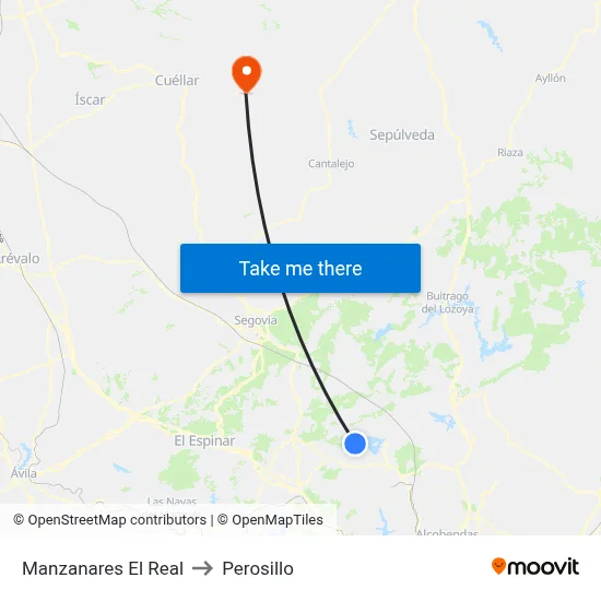 Manzanares El Real to Perosillo map