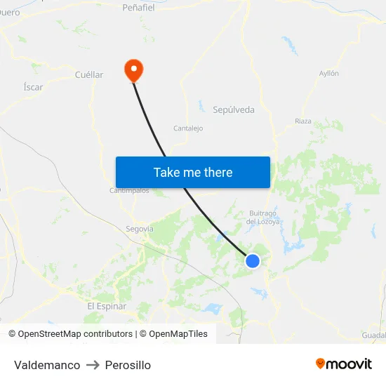 Valdemanco to Perosillo map