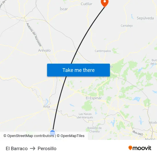 El Barraco to Perosillo map