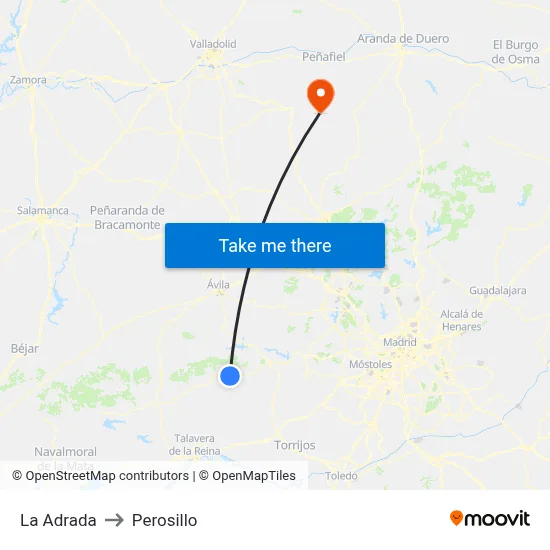 La Adrada to Perosillo map