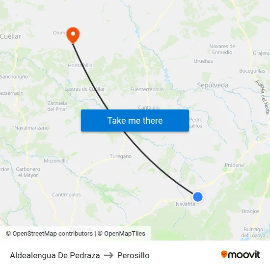 Aldealengua De Pedraza to Perosillo map