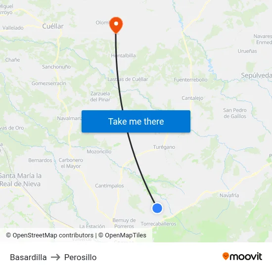 Basardilla to Perosillo map