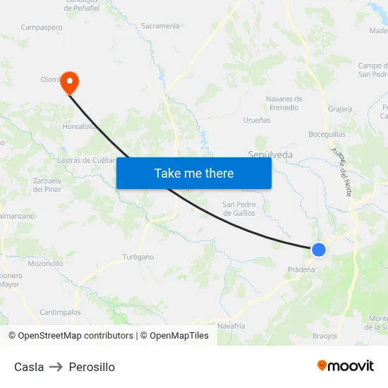 Casla to Perosillo map