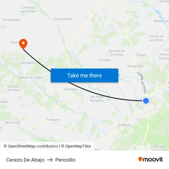 Cerezo De Abajo to Perosillo map