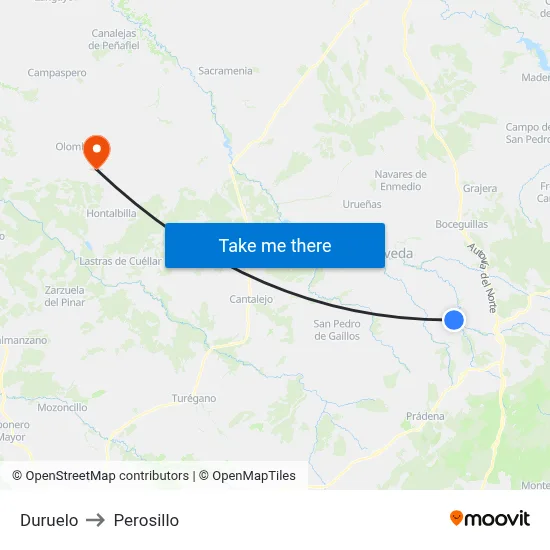 Duruelo to Perosillo map