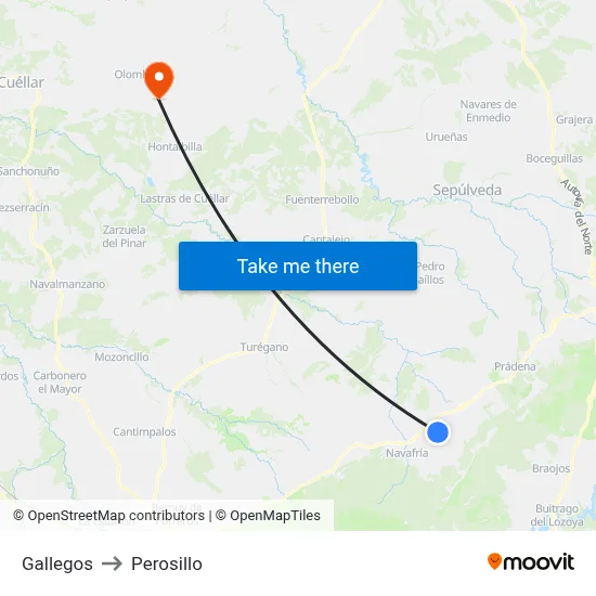 Gallegos to Perosillo map