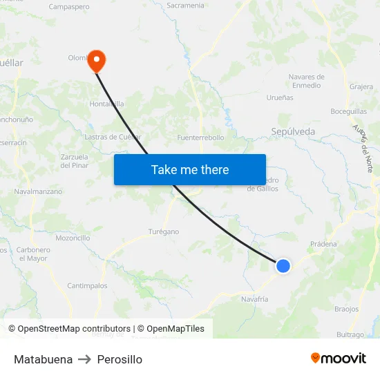 Matabuena to Perosillo map