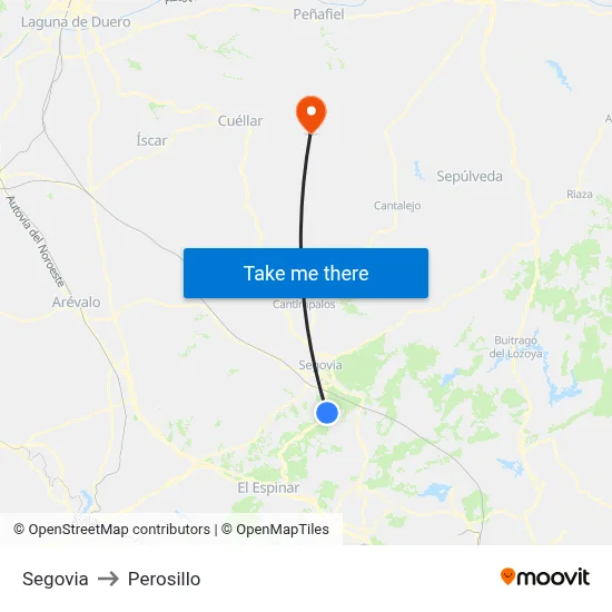 Segovia to Perosillo map