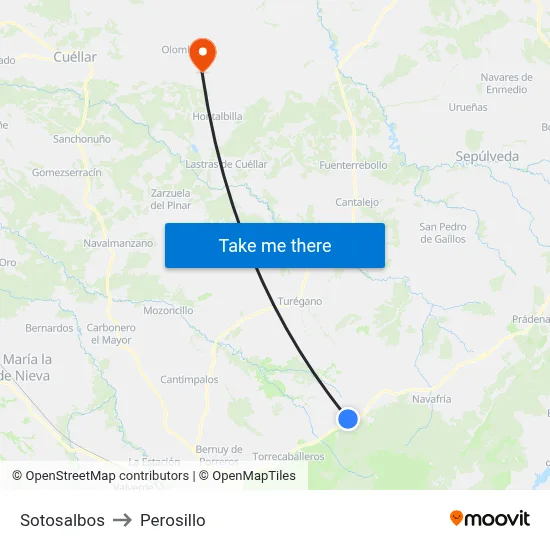 Sotosalbos to Perosillo map