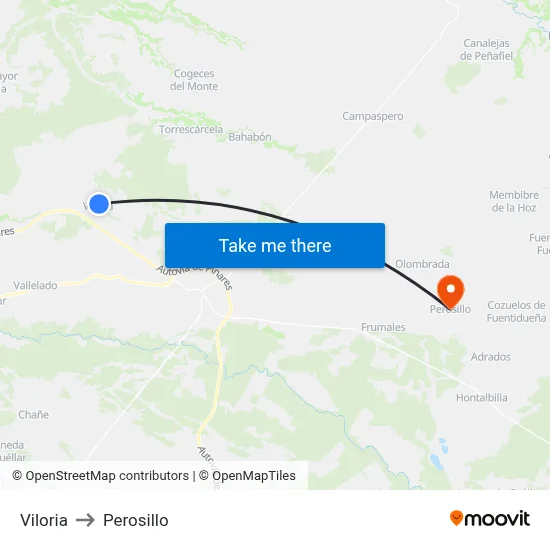 Viloria to Perosillo map
