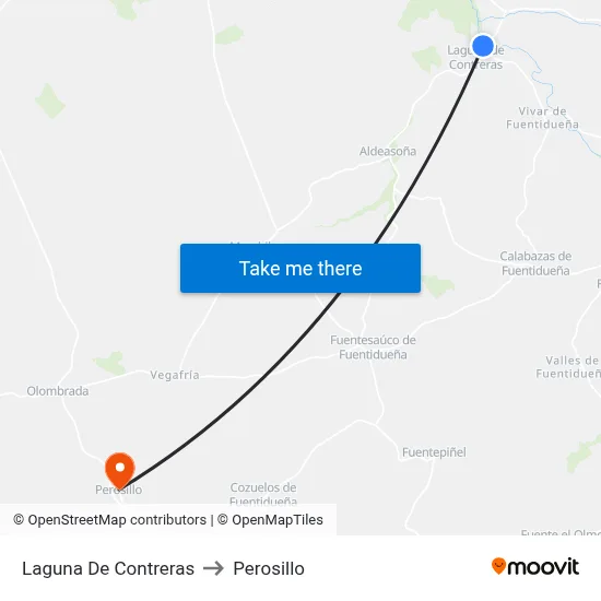Laguna De Contreras to Perosillo map