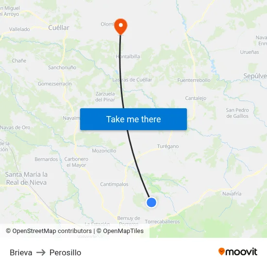 Brieva to Perosillo map