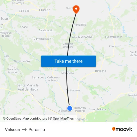 Valseca to Perosillo map