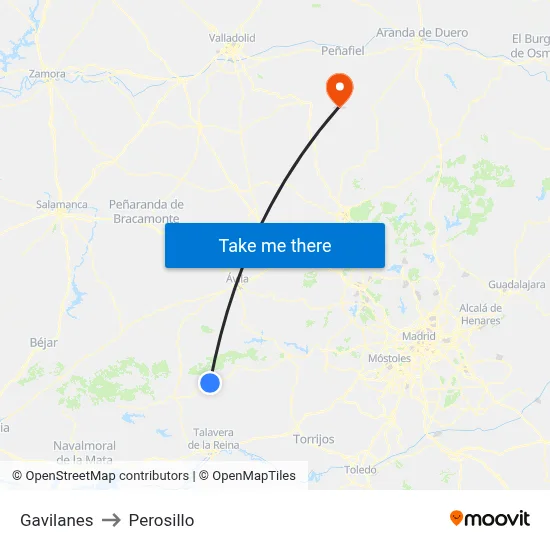 Gavilanes to Perosillo map