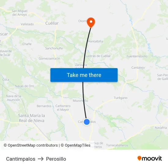 Cantimpalos to Perosillo map