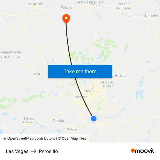 Las Vegas to Perosillo map