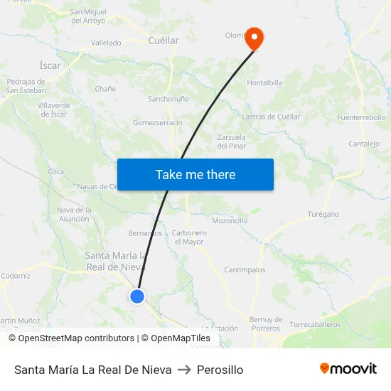 Santa María La Real De Nieva to Perosillo map