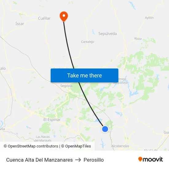 Cuenca Alta Del Manzanares to Perosillo map