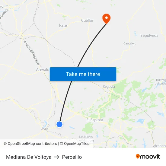 Mediana De Voltoya to Perosillo map