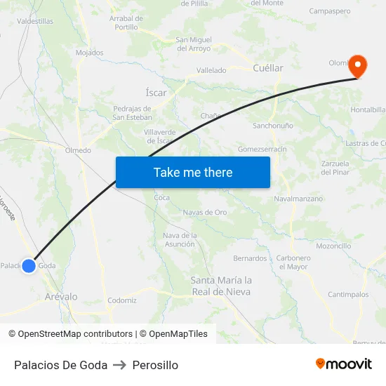 Palacios De Goda to Perosillo map