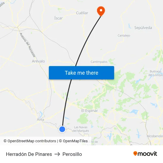 Herradón De Pinares to Perosillo map