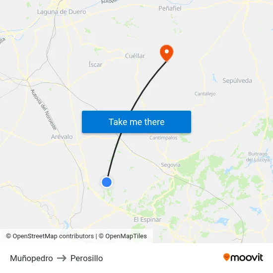 Muñopedro to Perosillo map