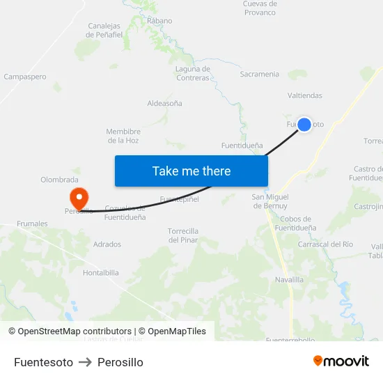 Fuentesoto to Perosillo map