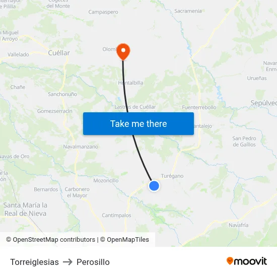 Torreiglesias to Perosillo map