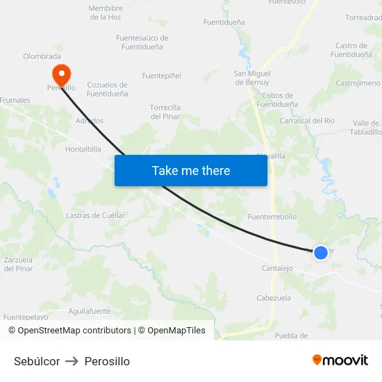 Sebúlcor to Perosillo map