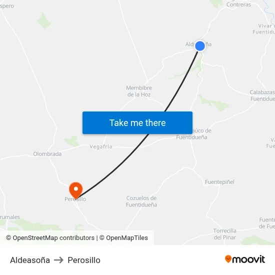 Aldeasoña to Perosillo map