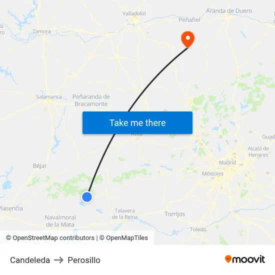 Candeleda to Perosillo map