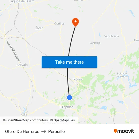 Otero De Herreros to Perosillo map