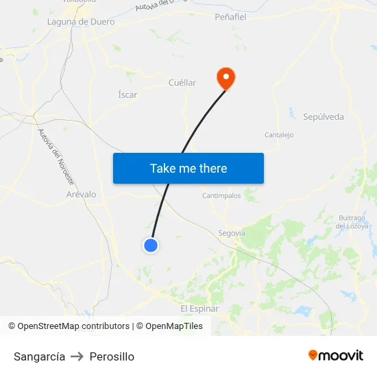 Sangarcía to Perosillo map