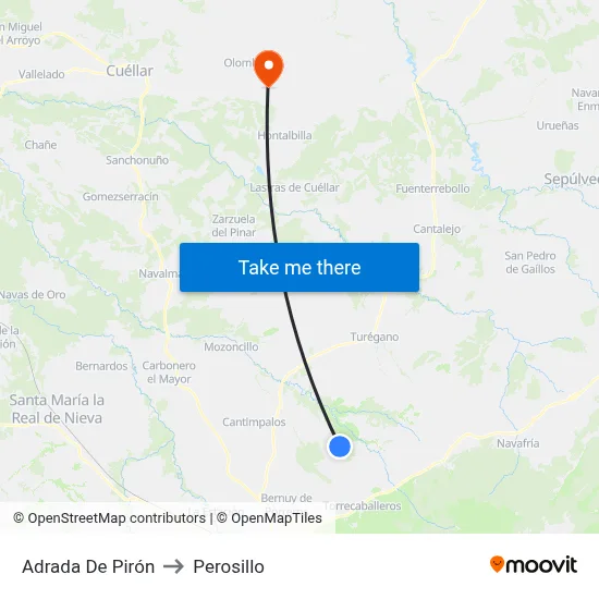 Adrada De Pirón to Perosillo map