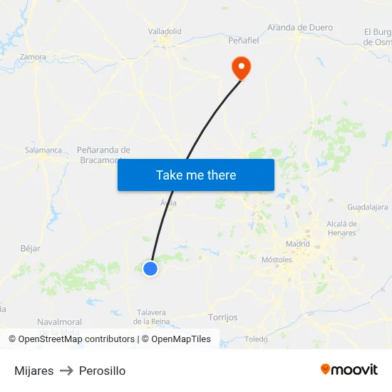 Mijares to Perosillo map