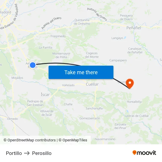 Portillo to Perosillo map