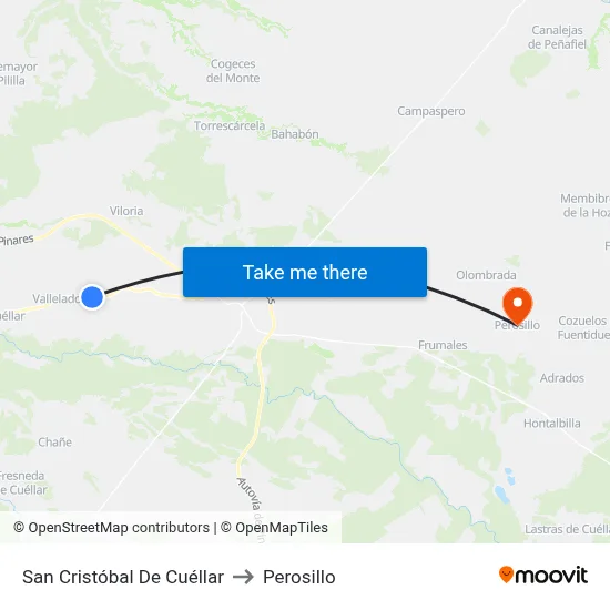 San Cristóbal De Cuéllar to Perosillo map