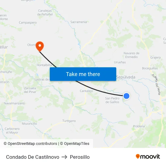 Condado De Castilnovo to Perosillo map
