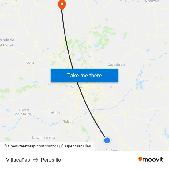Villacañas to Perosillo map