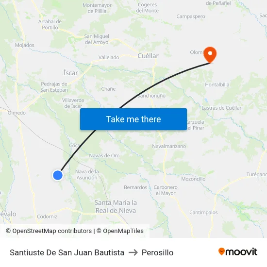 Santiuste De San Juan Bautista to Perosillo map