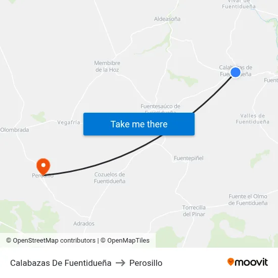 Calabazas De Fuentidueña to Perosillo map