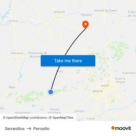 Serranillos to Perosillo map