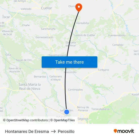 Hontanares De Eresma to Perosillo map