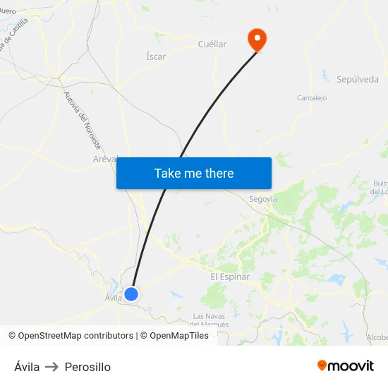 Ávila to Perosillo map